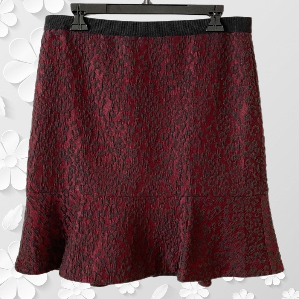Ann Taylor Red Skirt with Black Lace Overlay, Size 10.
